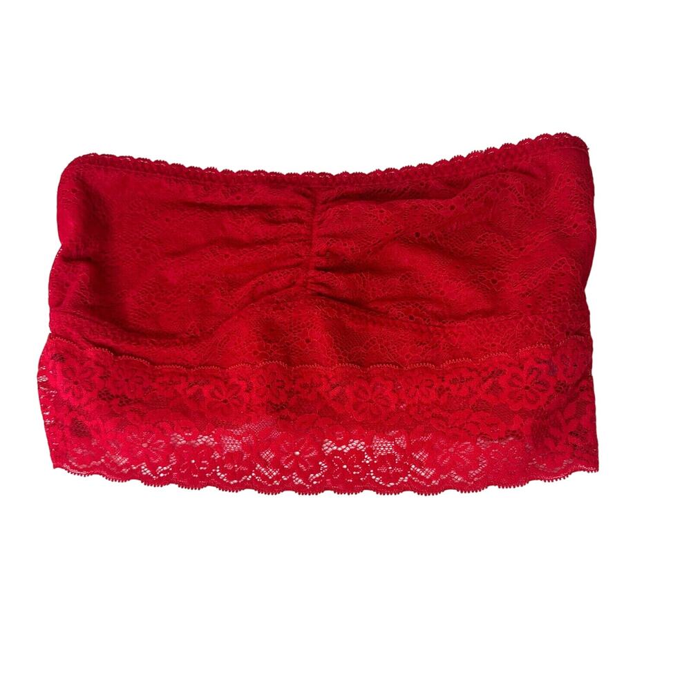Gilly Hicks Bright Red Lace Design Stretch Relaxed Bandeau Top Large